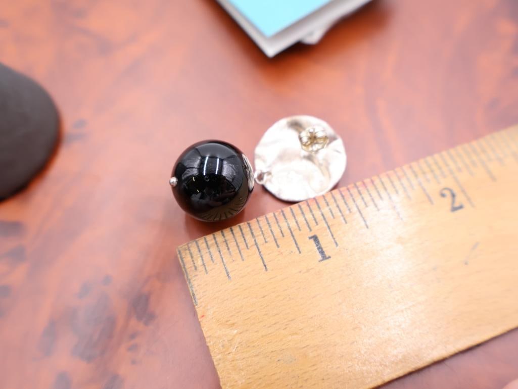 Sterling Silver Ross Simons cultured pearl and Jay King black onyx earrings - 8