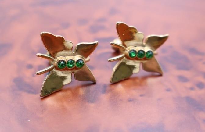 Vintage Coro gold-plated sterling silver butterfly brooch and matching earrings set - 5