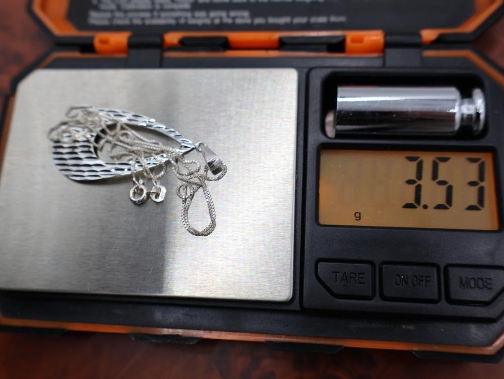 Sterling Silver textured teardrop dangle earrings and a matching necklace pendant - 6