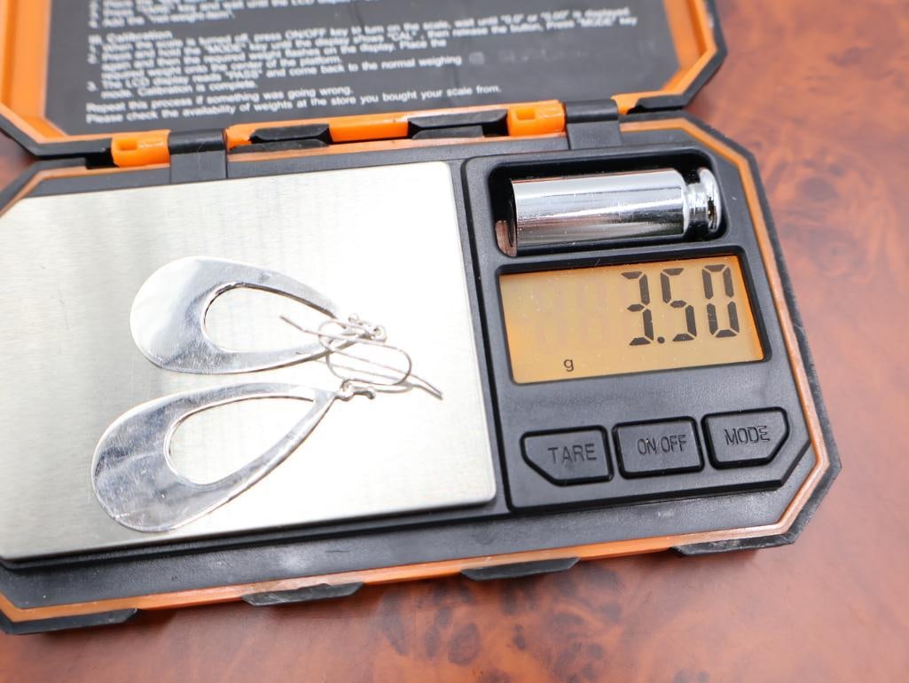 Sterling Silver textured teardrop dangle earrings and a matching necklace pendant - 9