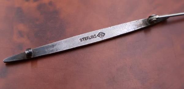 Antique Enamel Sterling Silver Bracelet and Pins - 7