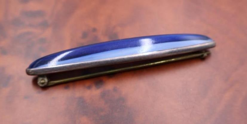 Antique Enamel Sterling Silver Bracelet and Pins - 9