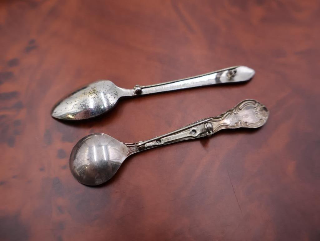 Vintage sterling spoon pins or brooches - 2
