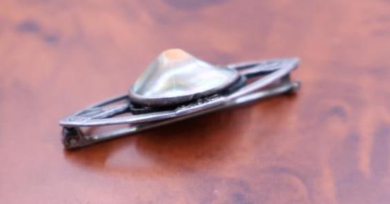 Vintage Art Nouveau sterling silver abalone blister pearl brooch - 2