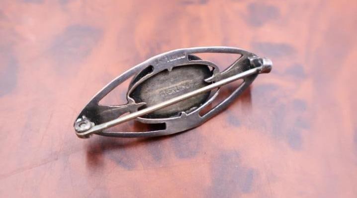 Vintage Art Nouveau sterling silver abalone blister pearl brooch - 4