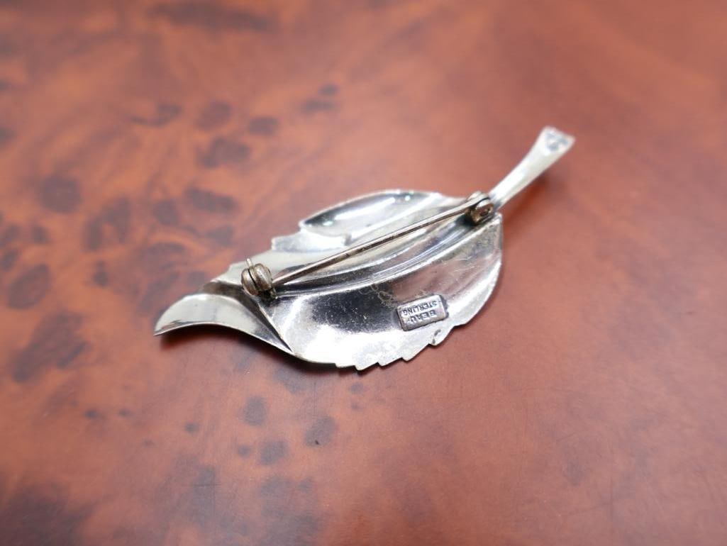 Vintage sterling silver starfish and leaf Beau Sterling Pins - 3