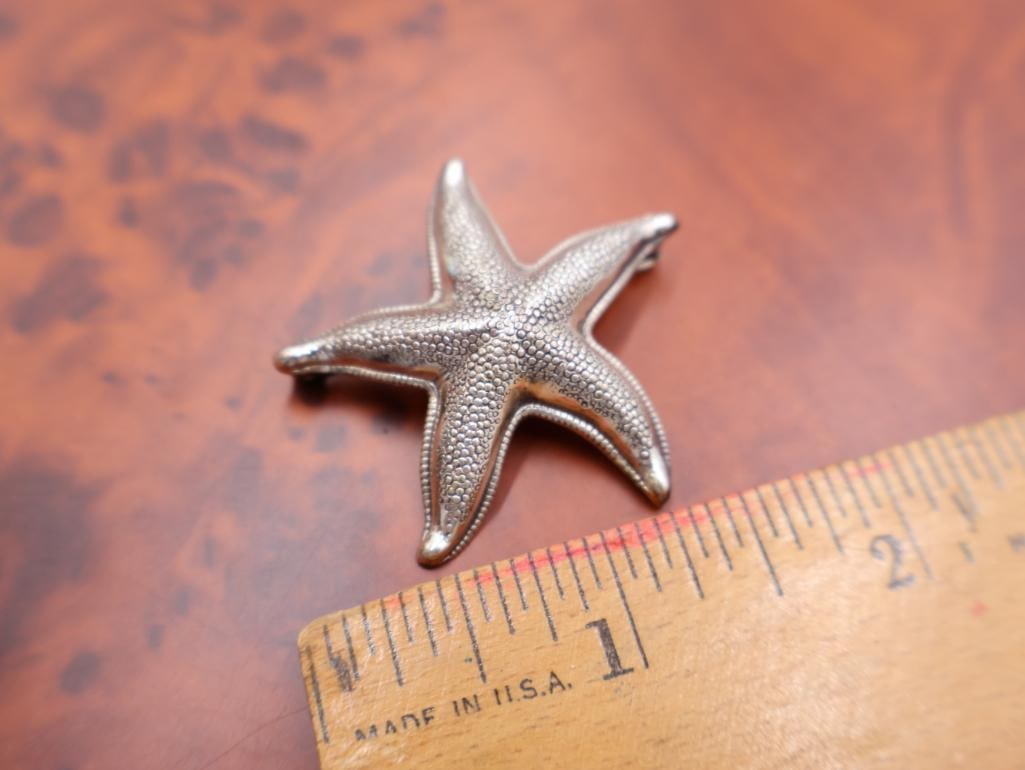 Vintage sterling silver starfish and leaf Beau Sterling Pins - 5