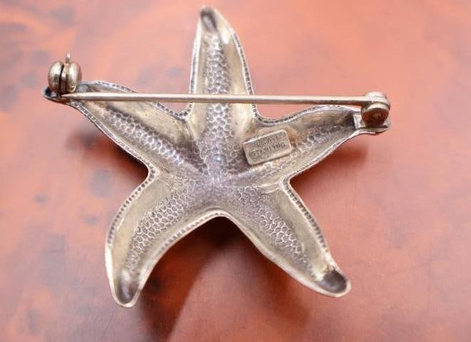 Vintage sterling silver starfish and leaf Beau Sterling Pins - 6