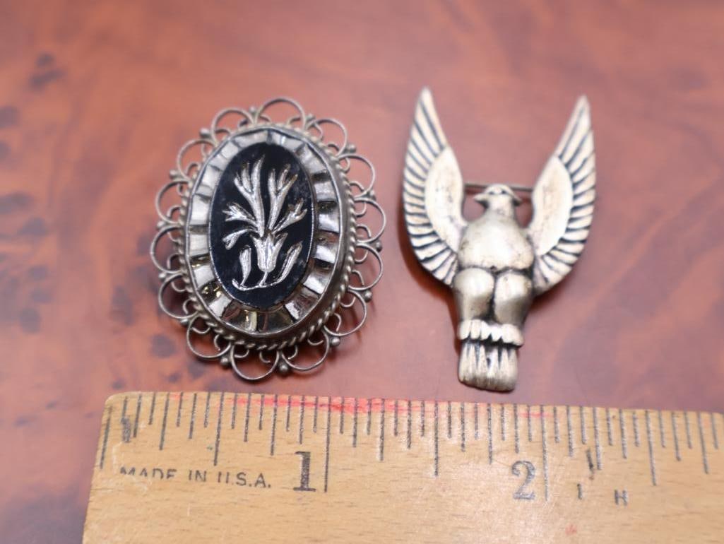 Two vintage sterling silver brooches - 2
