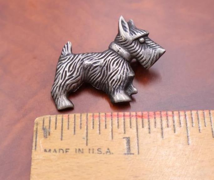 Sterling silver Bear and Scotty Dog Brooches - 5