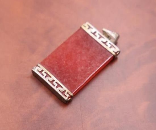 A red jade pendant and two sterling pendants - 3
