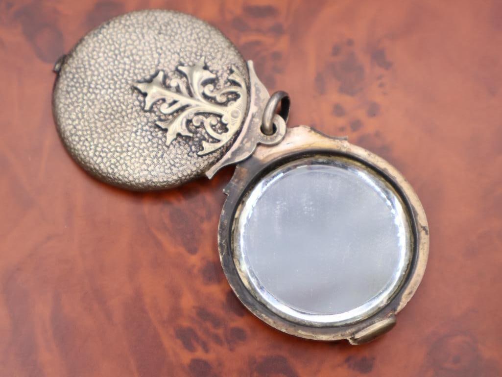 Vintage mirror locket pendant - 3
