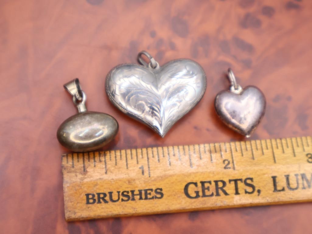 Vintage sterling silver puffy heart charms - 2