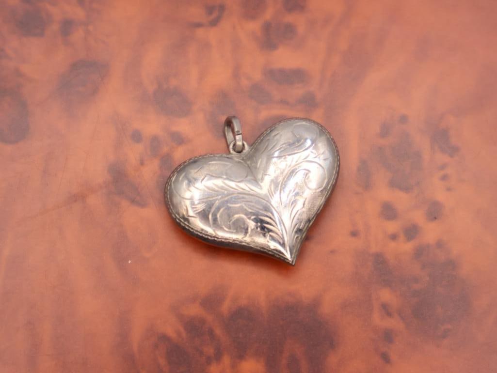 Vintage sterling silver puffy heart charms - 5
