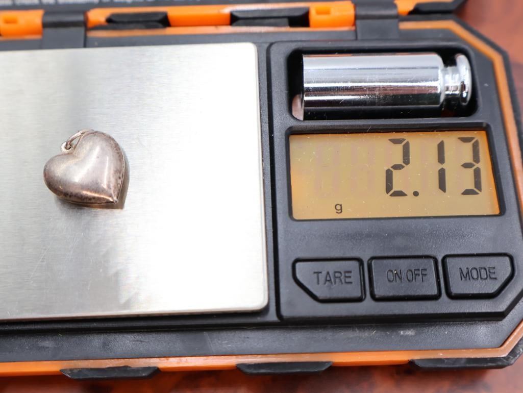 Vintage sterling silver puffy heart charms - 8