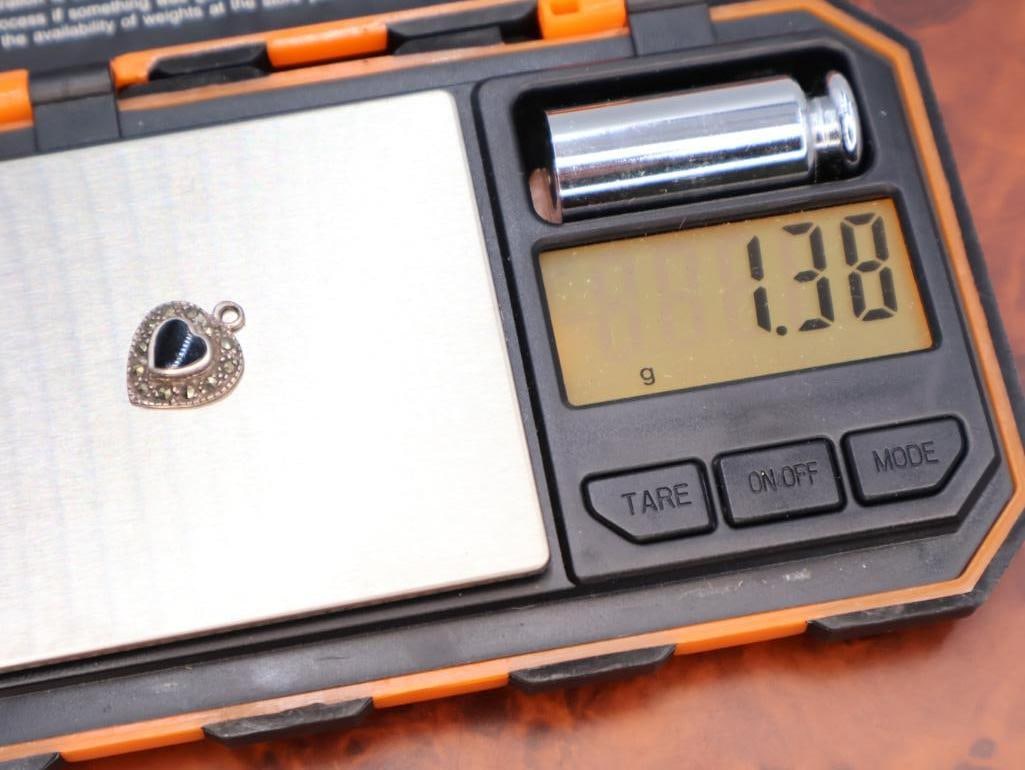 Vintage sterling silver and marcasite pendants - 7