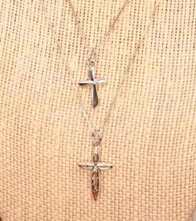 Sterling silver cross pendants on silver chains (1 of 6)