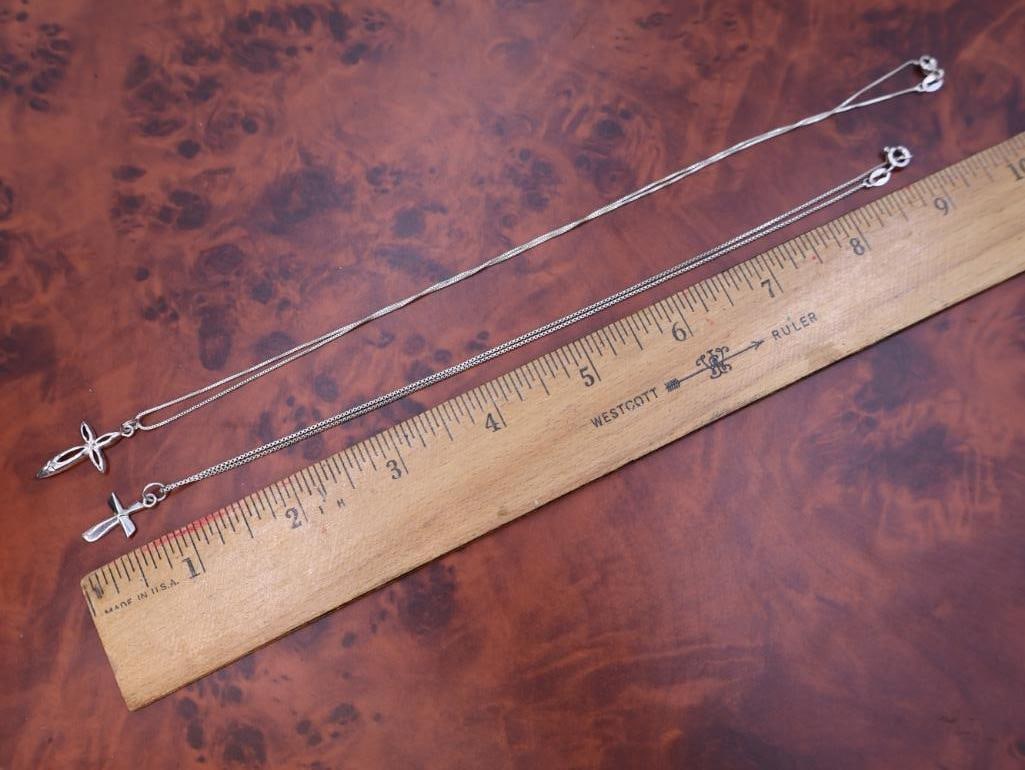 Sterling silver cross pendants on silver chains - 3