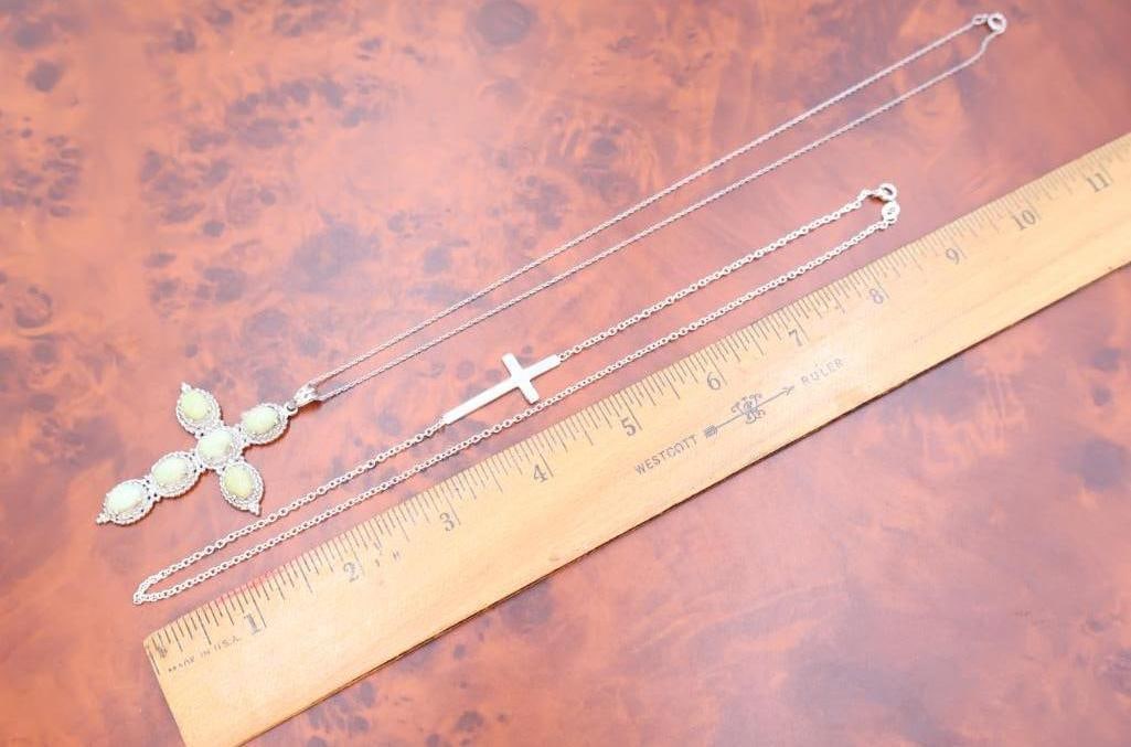Southwestern design sterling silver cross necklaces - 2