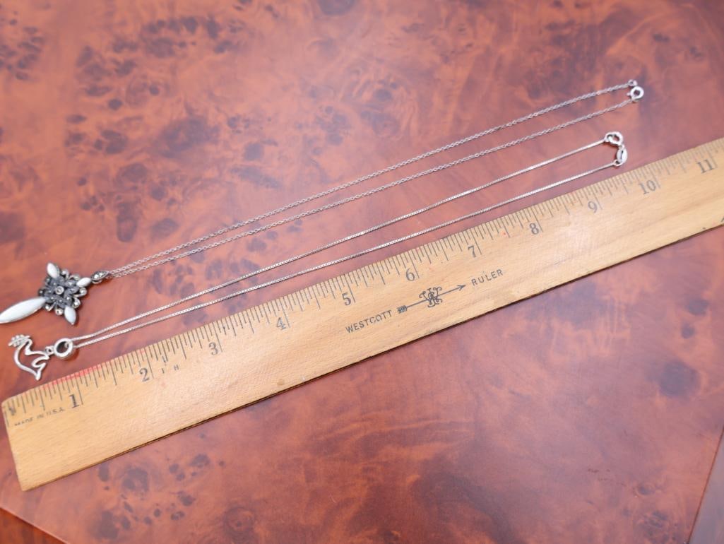 Sterling Silver mother-of-pearl cross pendant and the other a dove outline pendant - 3