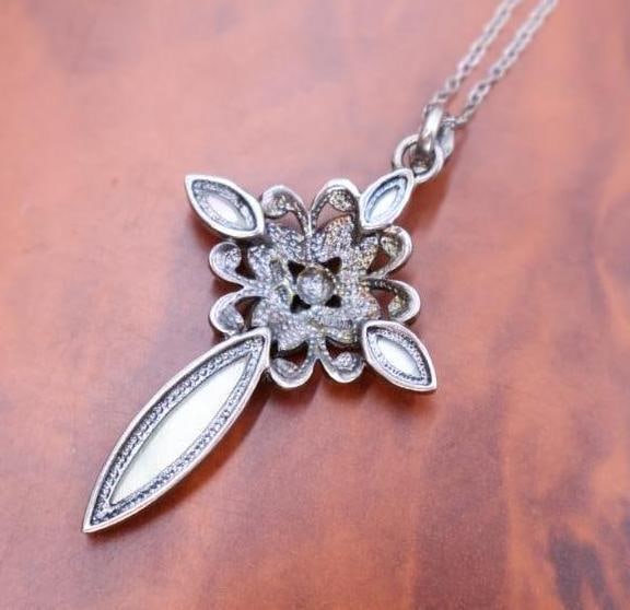 Sterling Silver mother-of-pearl cross pendant and the other a dove outline pendant - 4