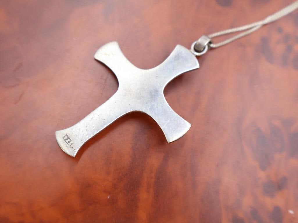 Sterling silver cross and St. Christopher pendant necklace, symbolizing protection for travelers - 4