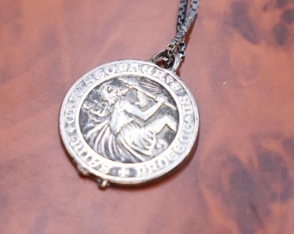 Sterling silver cross and St. Christopher pendant necklace, symbolizing protection for travelers - 7