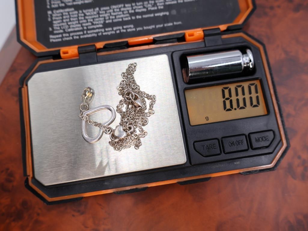 Two heart Sterling Silver pendant necklaces - 10