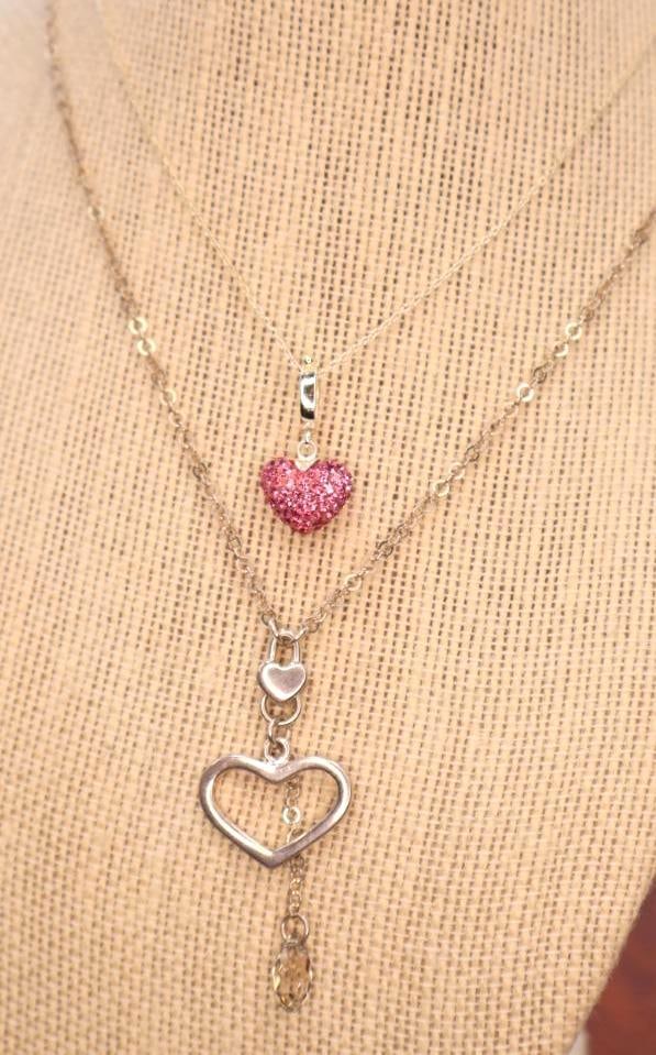 Two heart Sterling Silver pendant necklaces (1 of 10)