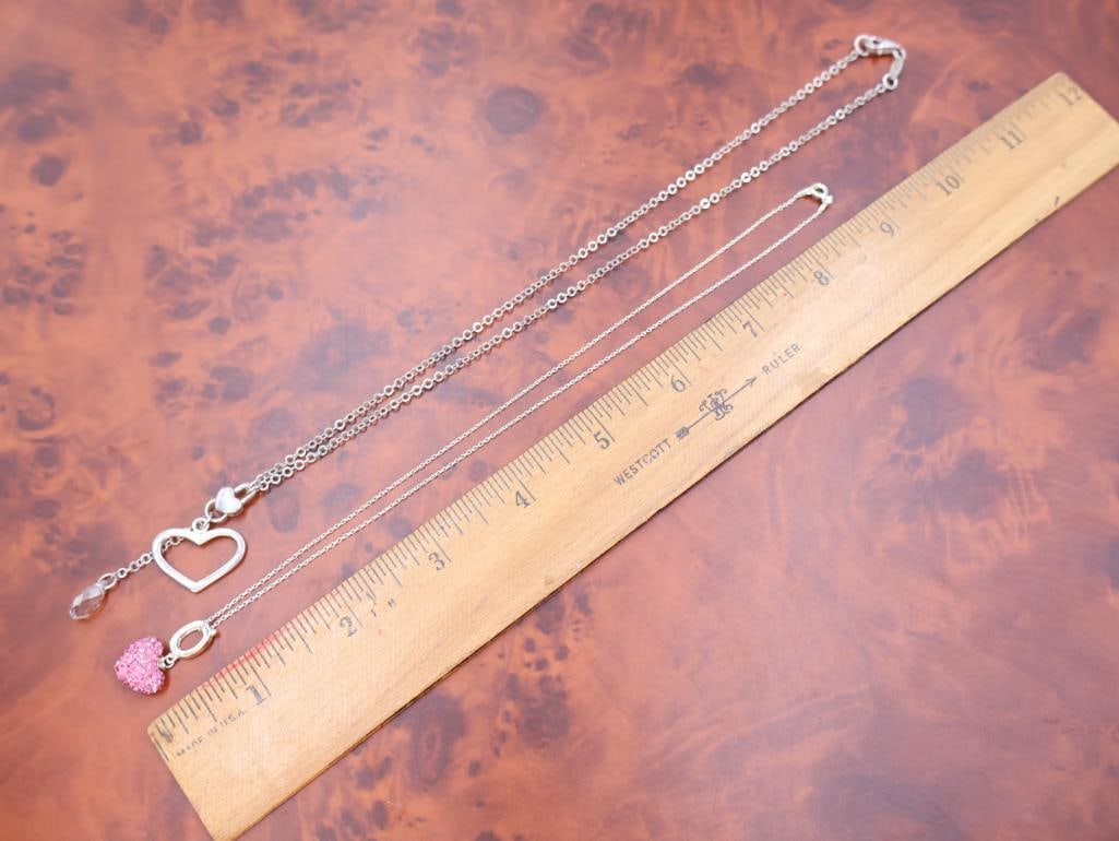 Two heart Sterling Silver pendant necklaces - 2