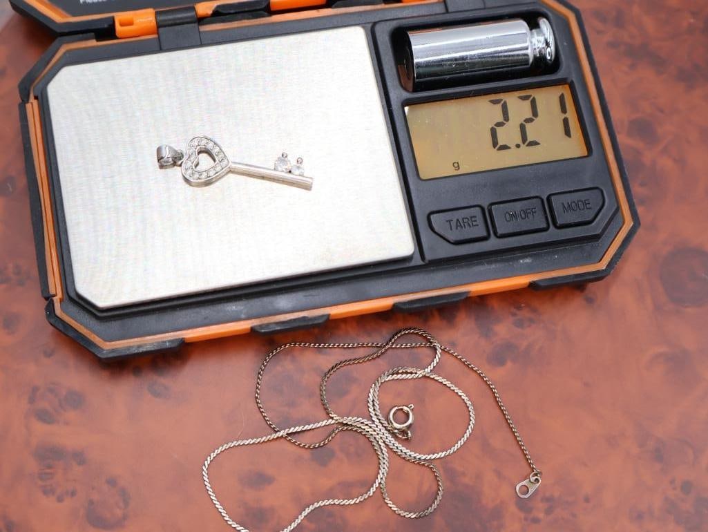 Sterling silver heart and key pendant necklaces - 5