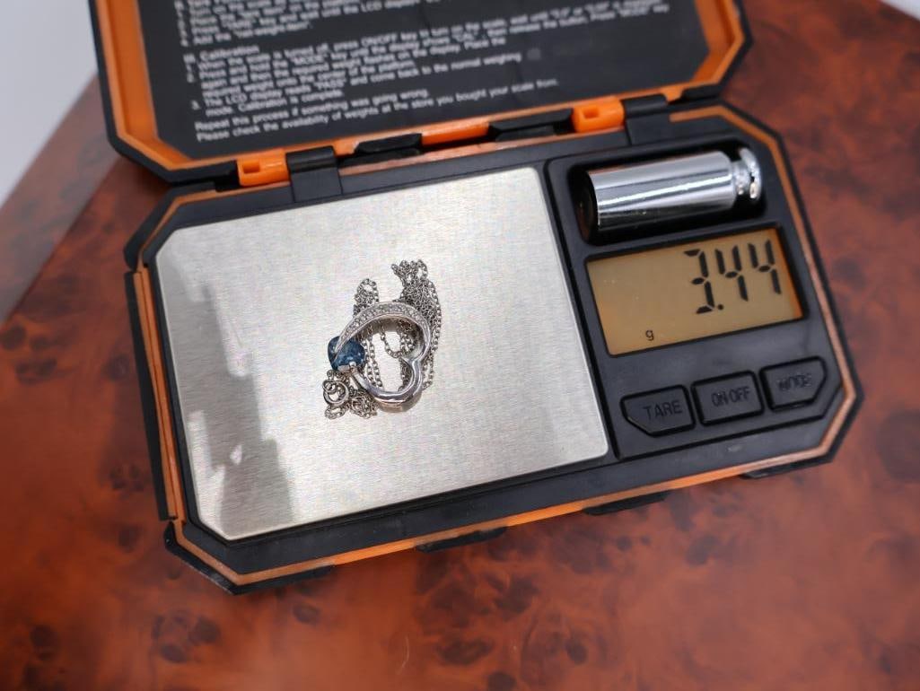 Sterling silver heart and key pendant necklaces - 9