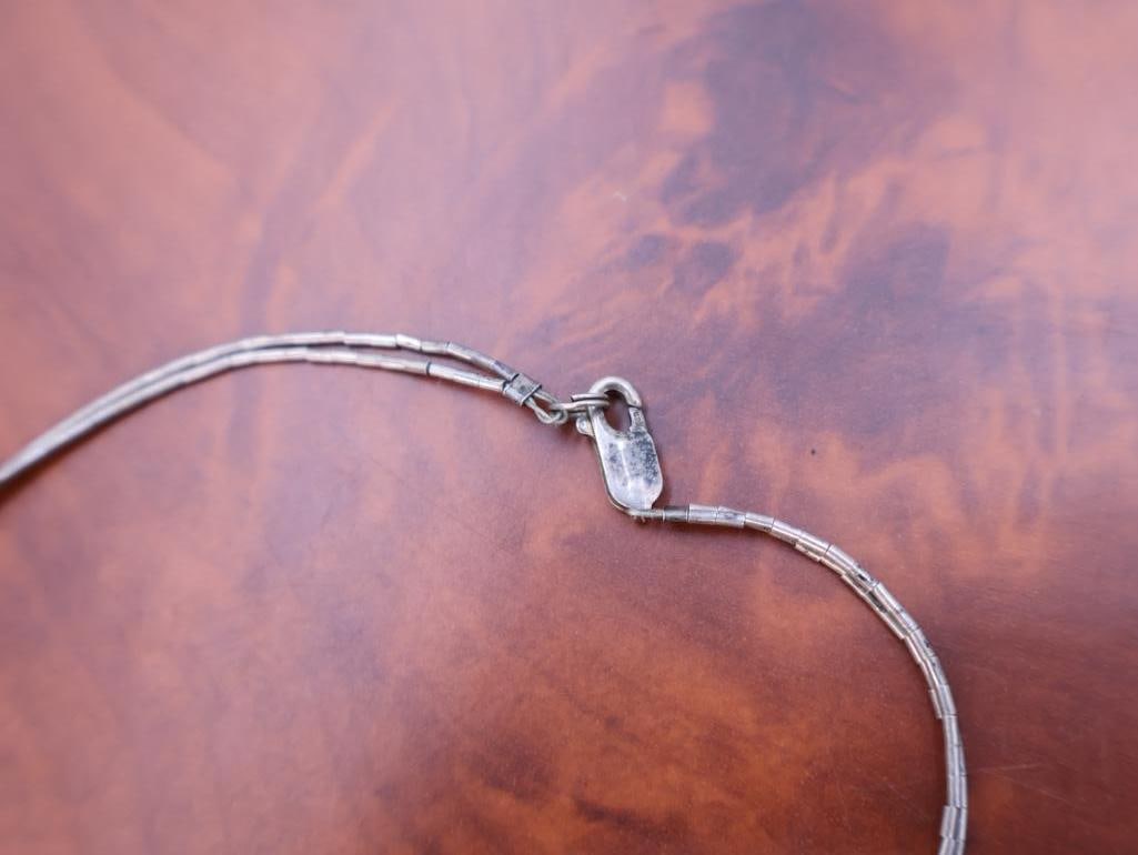 Two Vintage Choker Silver Seed Bead Necklaces - 5