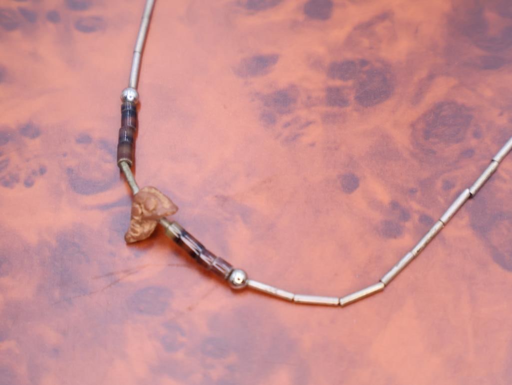 Two Vintage Choker Silver Seed Bead Necklaces - 6