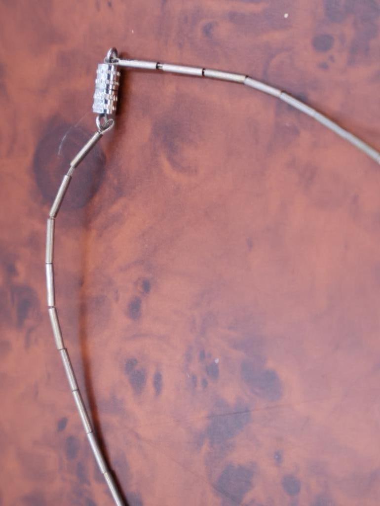 Two Vintage Choker Silver Seed Bead Necklaces - 7