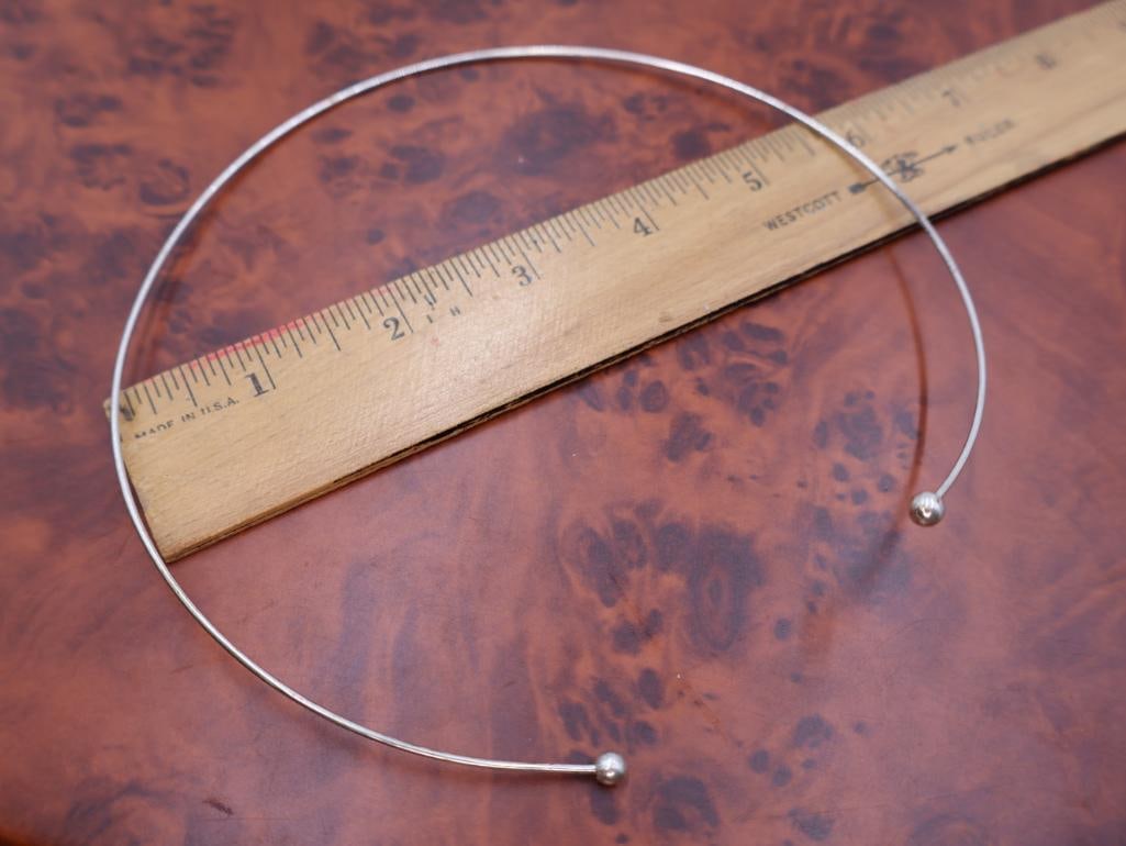 Collection of silver chokers, including Silver Stiff Choker - 7