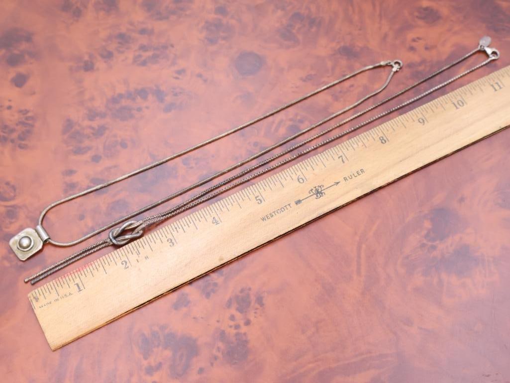 Sterling Silver lariat-style necklace and one featuring a square pendant - 2