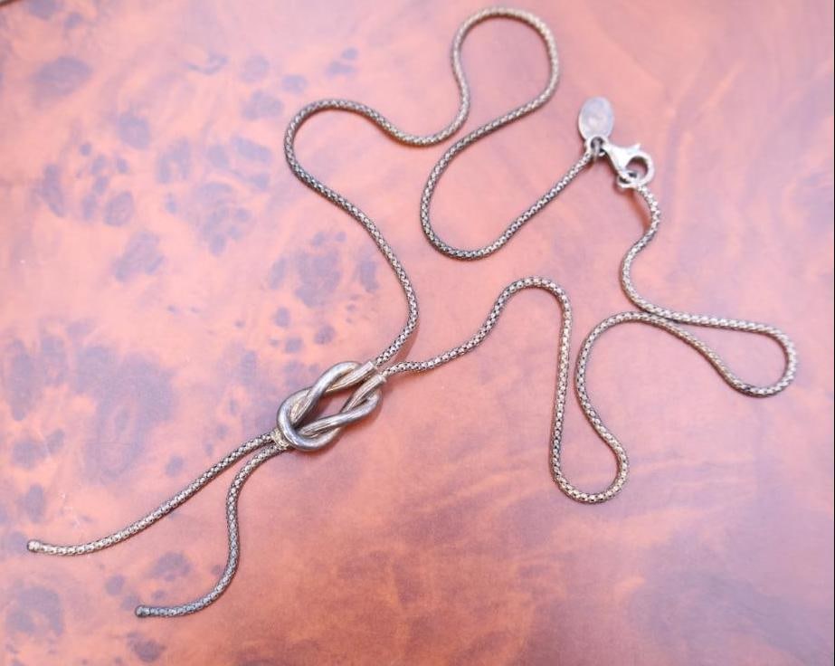 Sterling Silver lariat-style necklace and one featuring a square pendant - 3