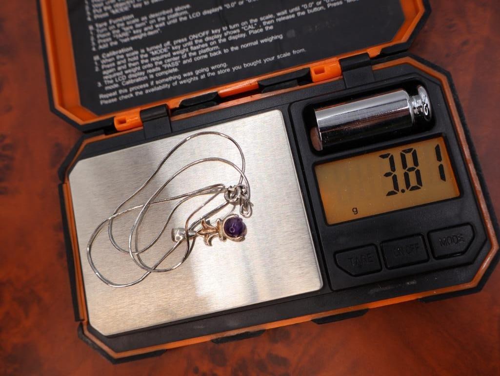 Two sterling silver amethyst pendant necklaces - 8