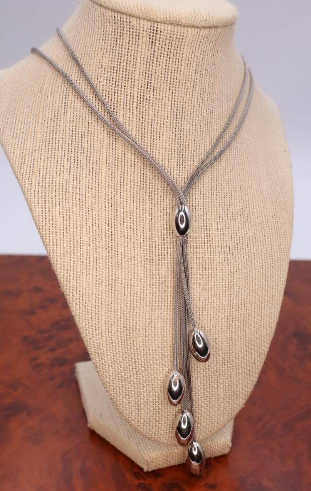 Sterling waterfall necklace with teardrop-shaped pendants (1 of 7)