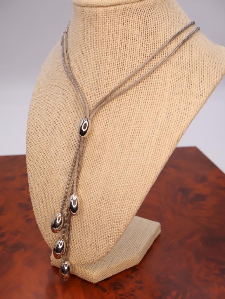 Sterling waterfall necklace with teardrop-shaped pendants - 2