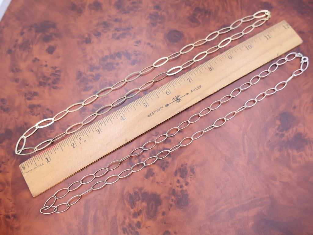 Two Stamped Italy sterling silver long oval link chain necklaces - 3