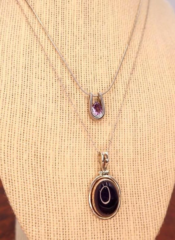 Two sterling silver amethyst pendant necklaces (1 of 11)