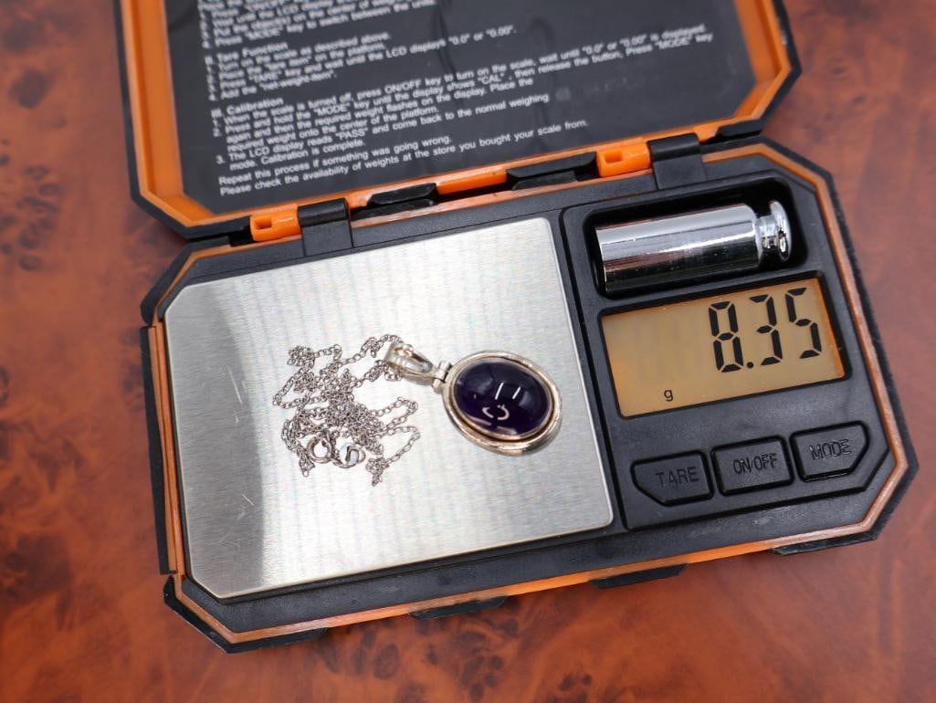 Two sterling silver amethyst pendant necklaces - 7