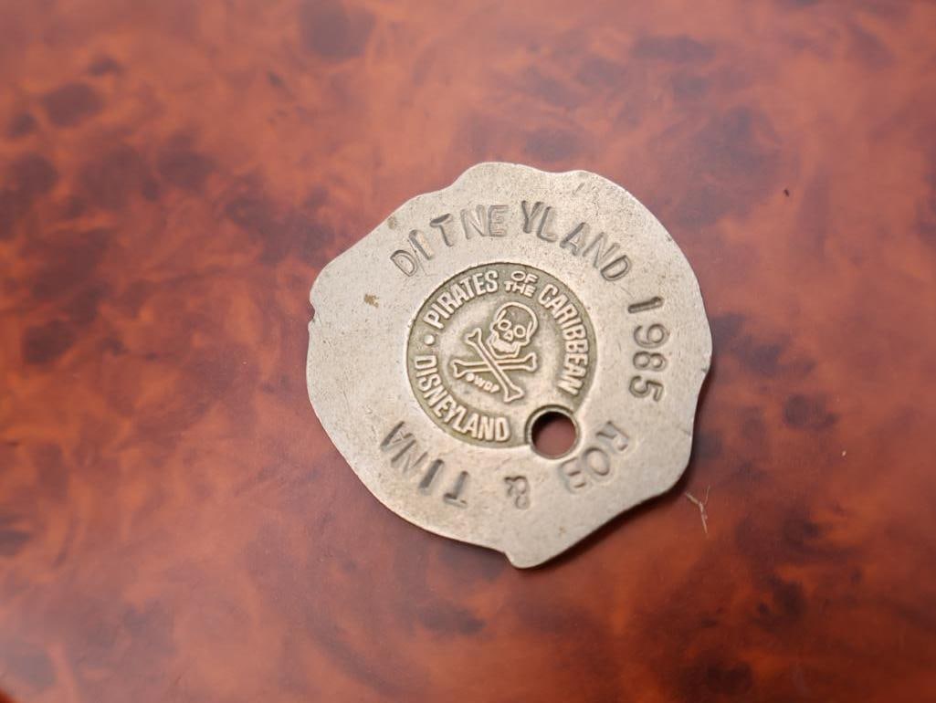 Collection of Disney-themed charms and Vintage Pirates Medallion - 3