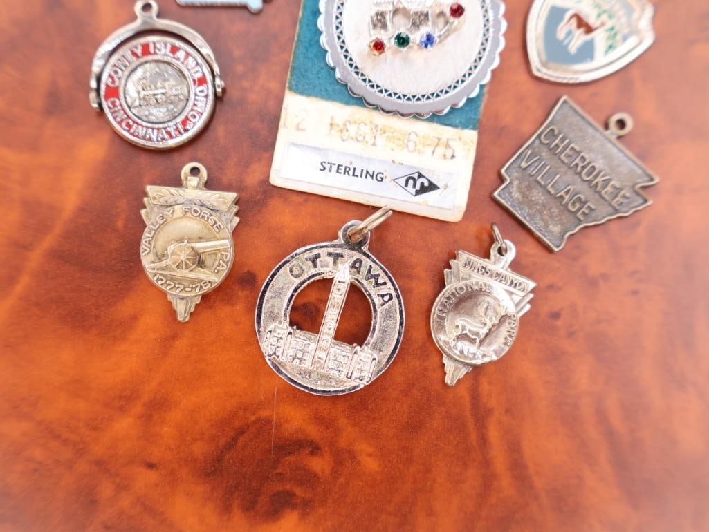 Collection of vintage sterling silver travel charms - 3