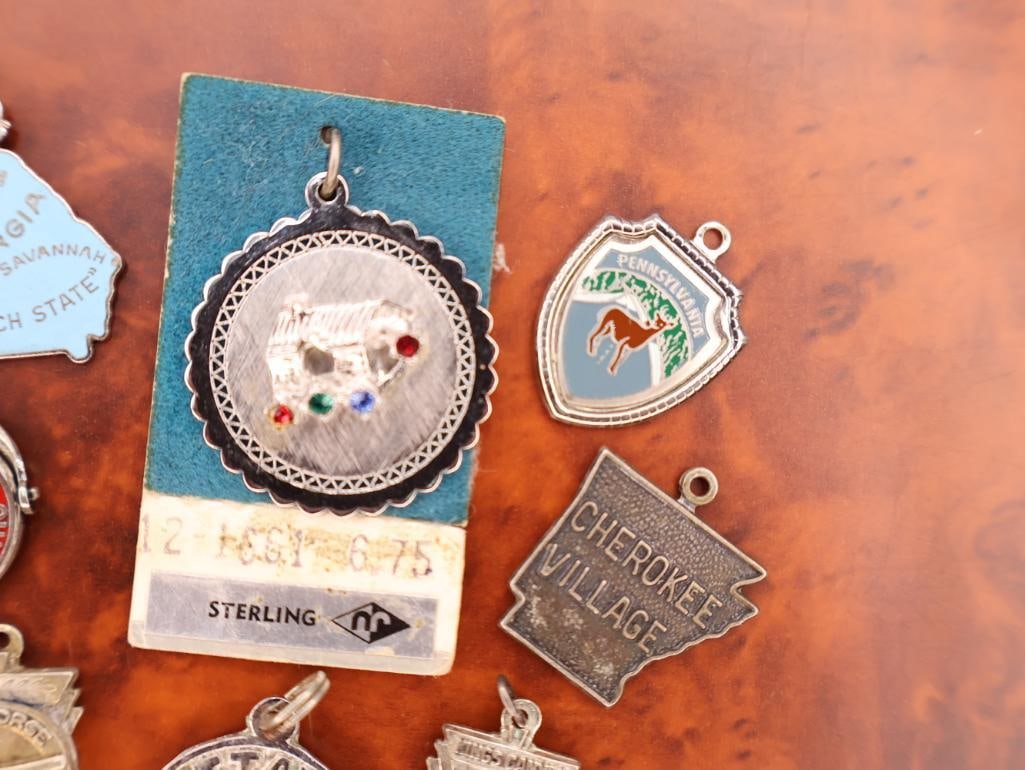 Collection of vintage sterling silver travel charms - 4