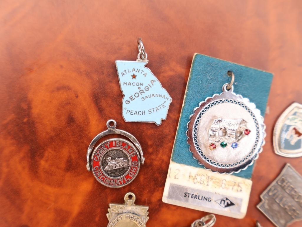 Collection of vintage sterling silver travel charms - 5