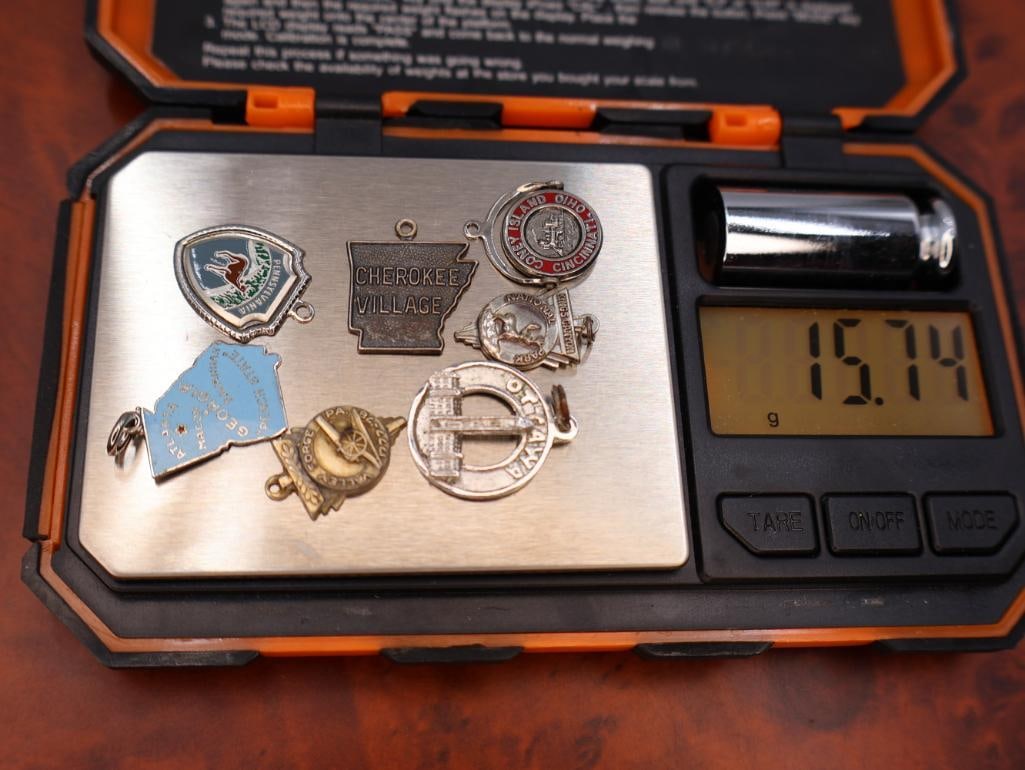 Collection of vintage sterling silver travel charms - 7