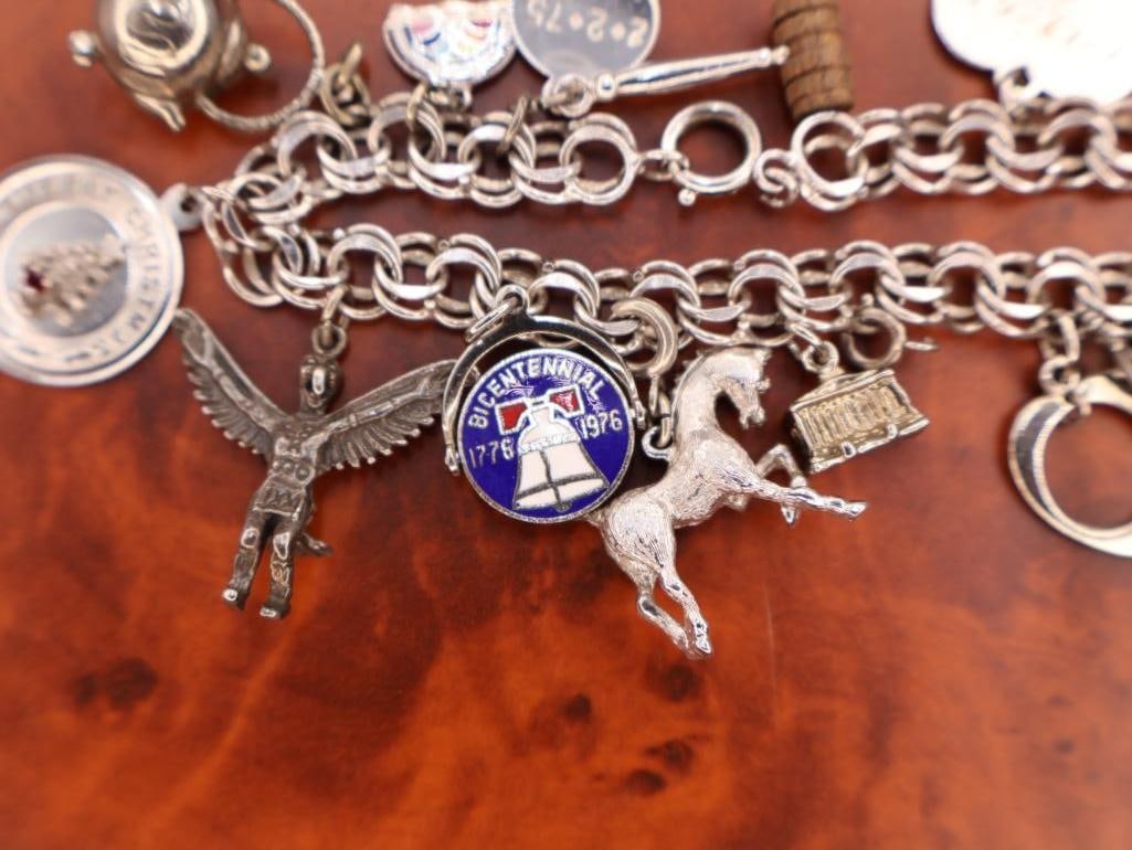 Vintage sterling silver charm bracelet with assorted charms - 4